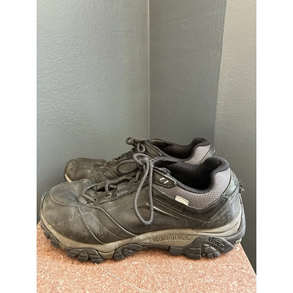 Merrell Moab Adventure Lace Waterproof Men's Black Leather Shoes Size 9W